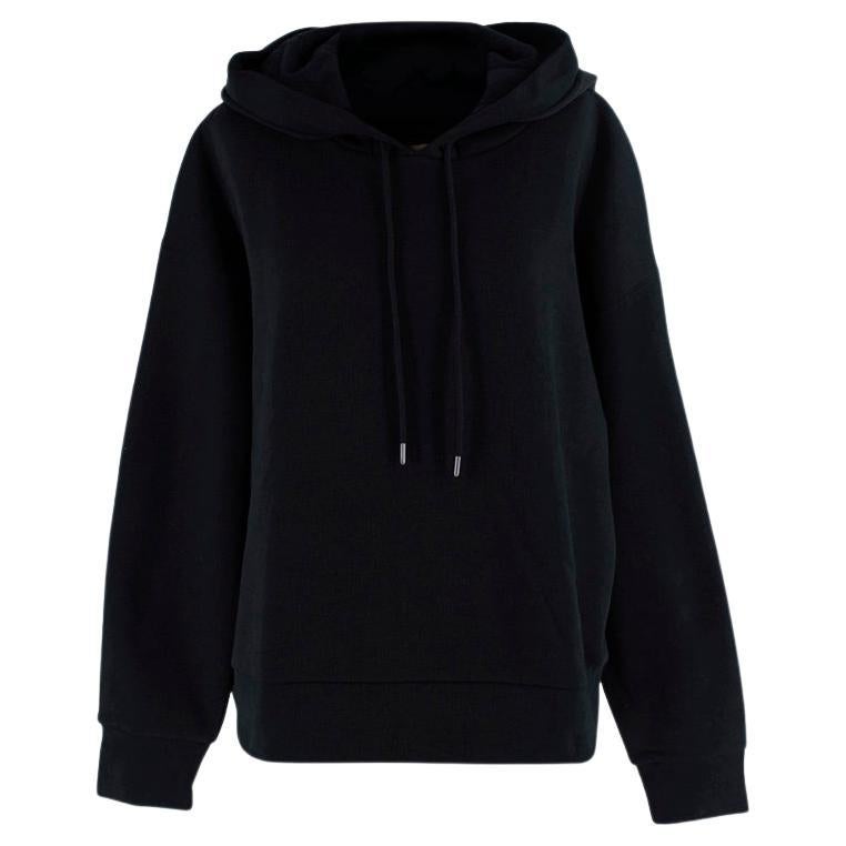 Burberry Black Logo Embroidered Hoodie For Sale