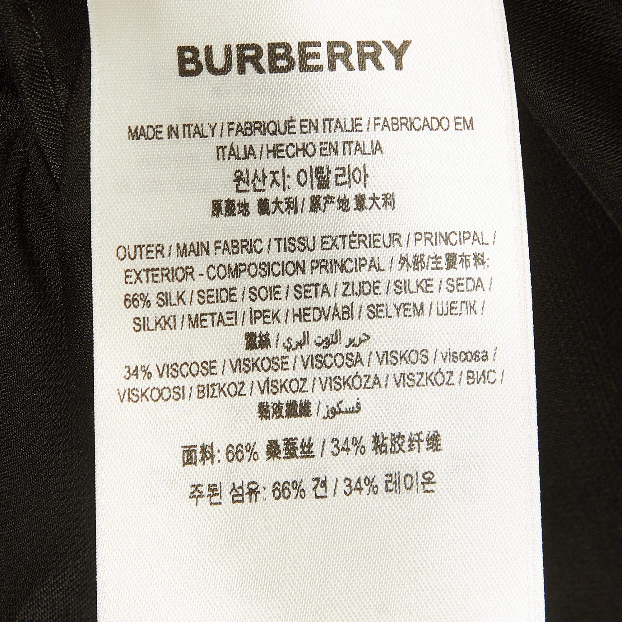 Noir Burberry Black Logo Jacquard Silk Draped Style Sheer Chemise S en vente
