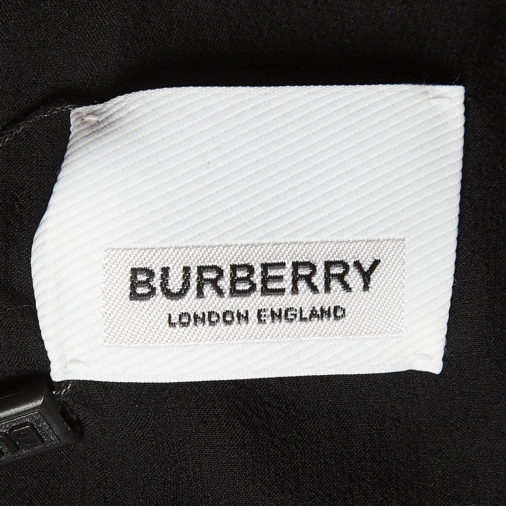 Women's Burberry Black Logo Jacquard Silk Draped Style Sheer Shirt S For Sale