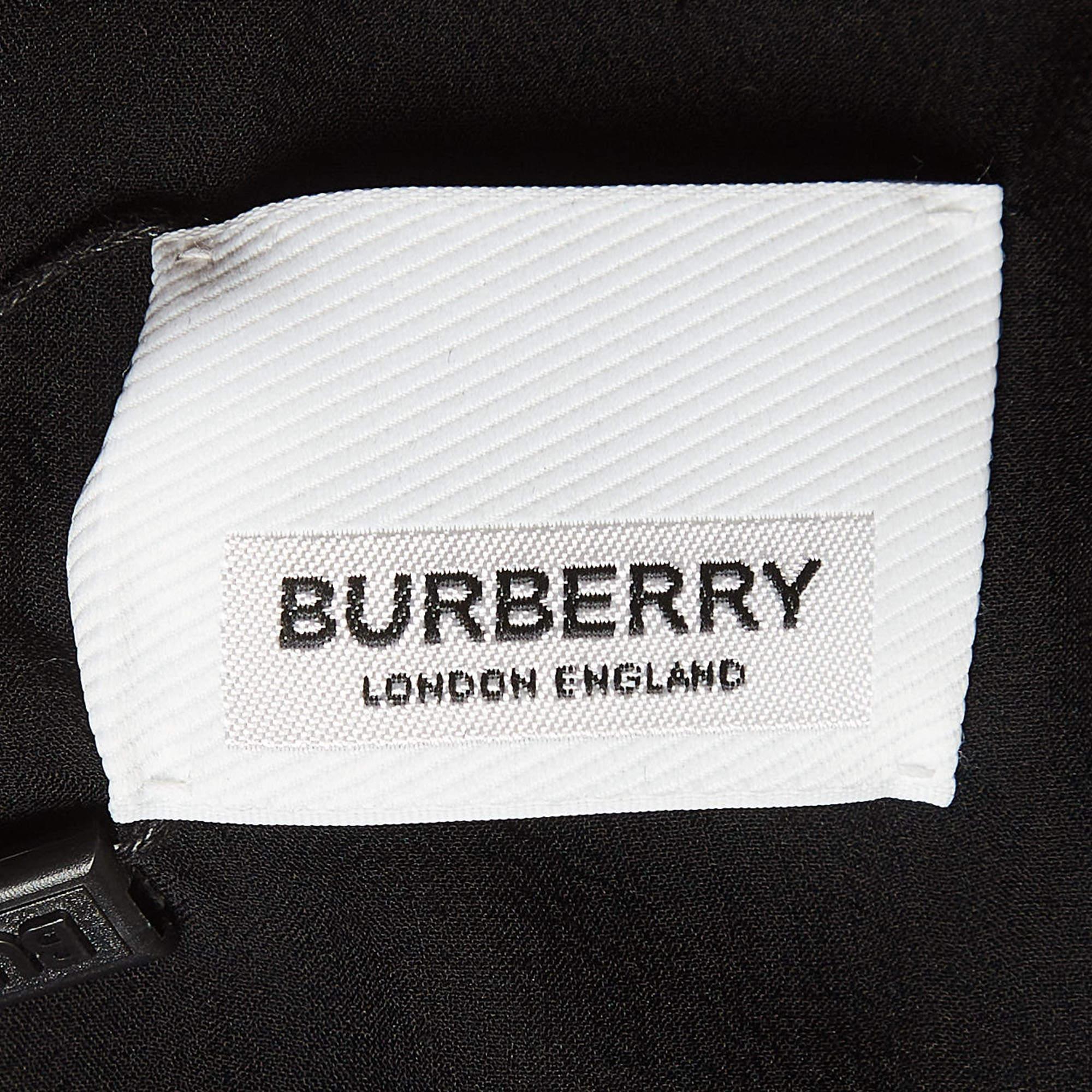 Burberry Black Logo Jacquard Silk Draped Style Sheer Chemise S Bon état - En vente à Dubai, Al Qouz 2