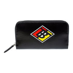 Burberry Black Logo Zip Around Wallet