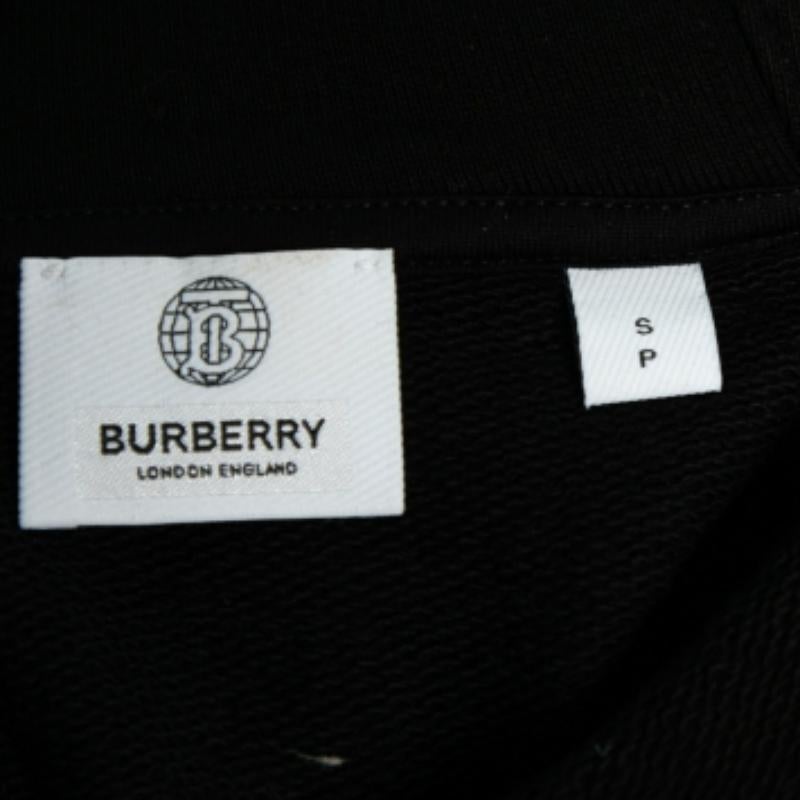 Burberry Black Love Print Cotton Zip Front Hooded Jacket S In Good Condition For Sale In Dubai, Al Qouz 2
