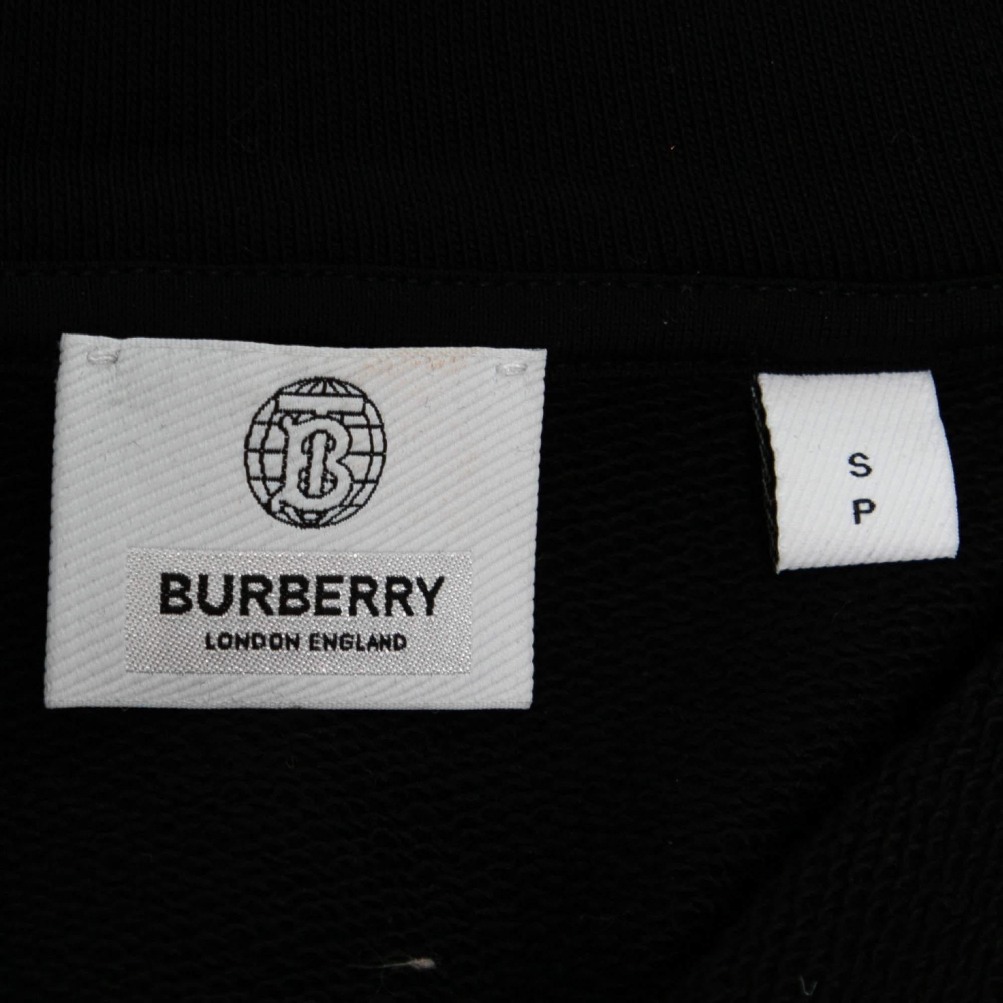 Burberry Black Love Print Cotton Zip Front Hooded Jacket S In Good Condition For Sale In Dubai, Al Qouz 2