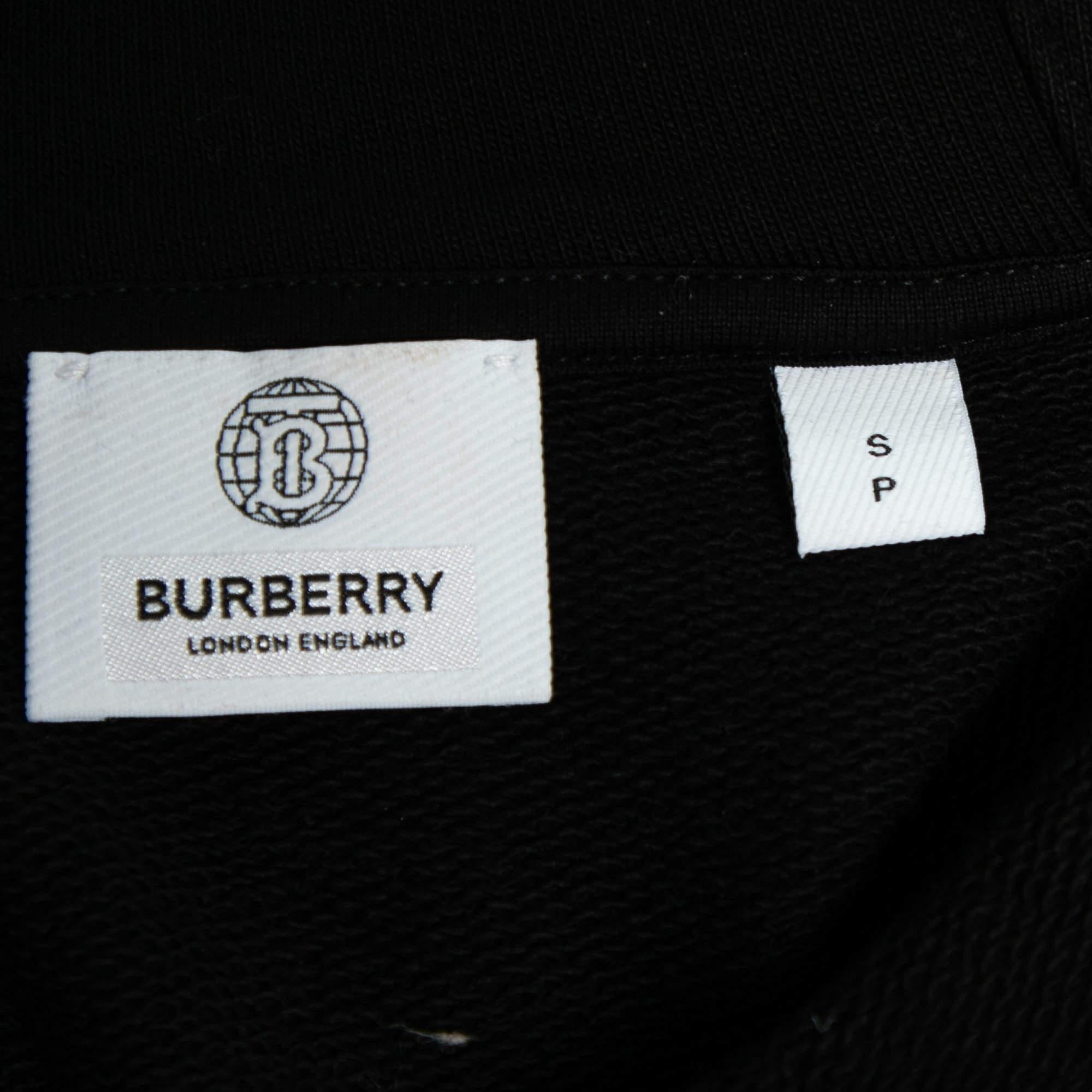 Men's Burberry Black Love Print Cotton Zip Front Hooded Jacket S For Sale