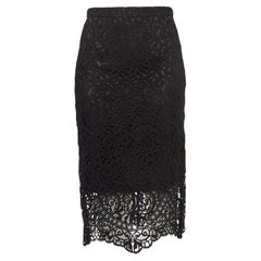 Used Burberry Black Macrame Lace Midi Pencil Skirt M