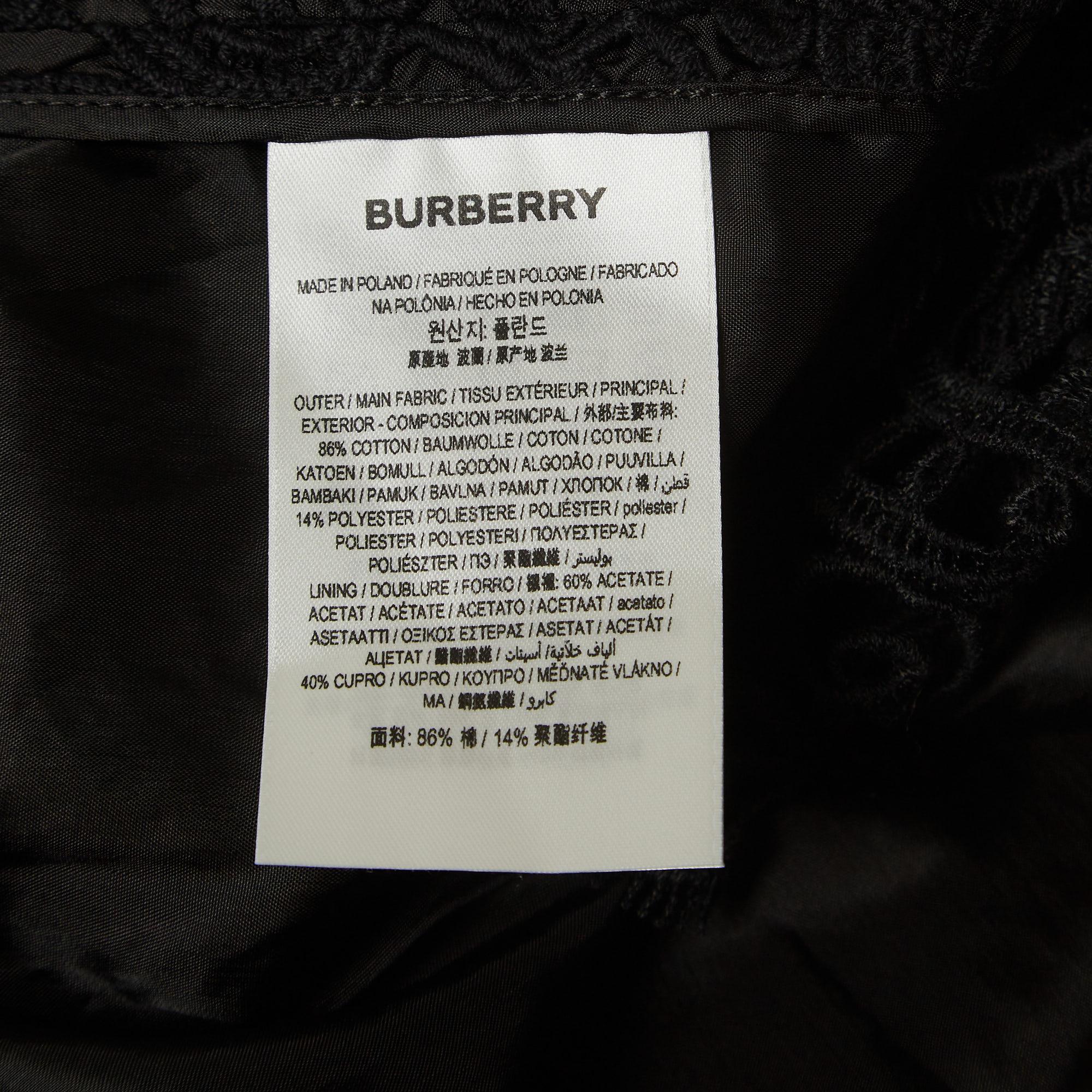 Women's Burberry Black Macrame Lace Midi Pencil Skirt S For Sale