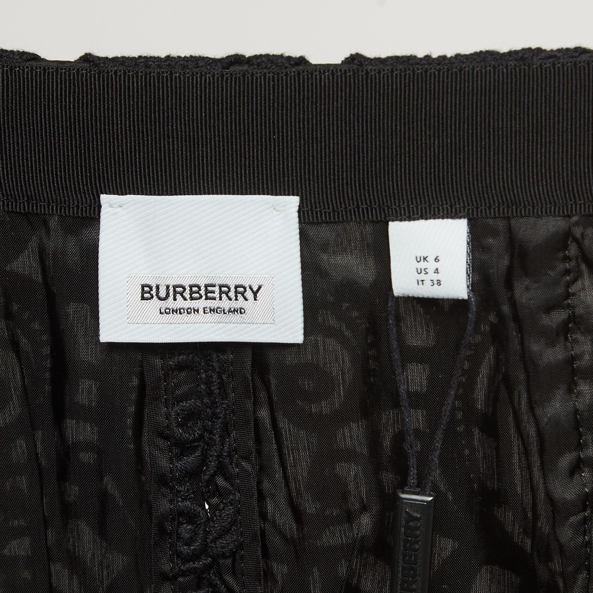 Burberry Black Macrame Lace Midi Pencil Skirt S For Sale 1