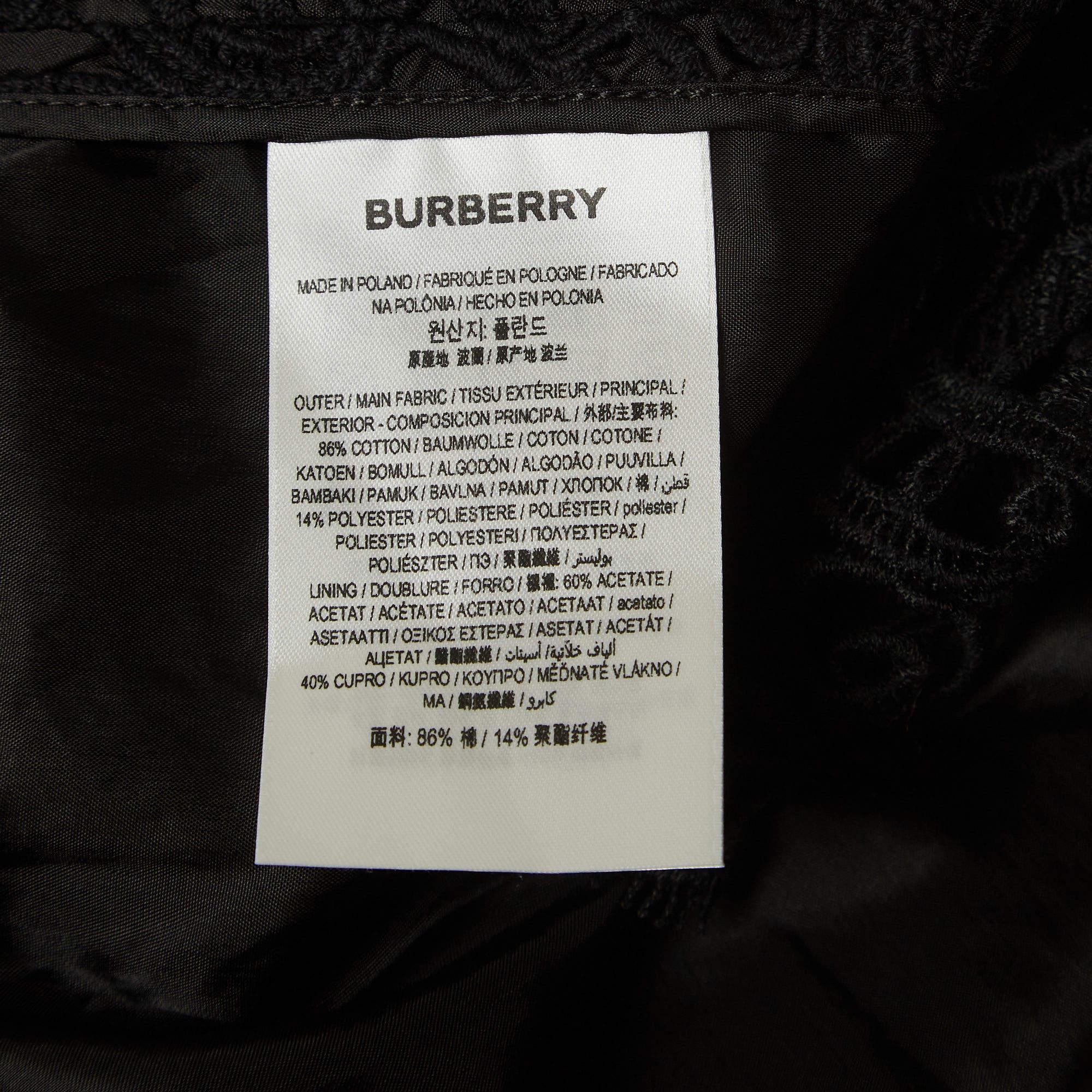 Burberry Black Macrame Lace Midi Pencil Skirt S For Sale 2