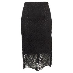 Used Burberry Black Macrame Lace Midi Pencil Skirt S