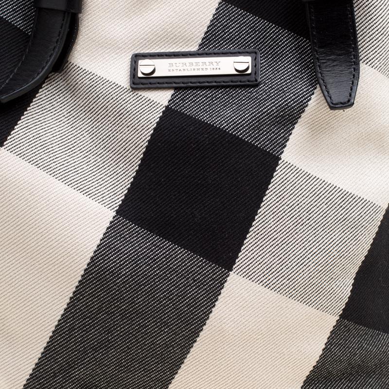 Burberry Black Mega Check Canvas and Leather Tote 6