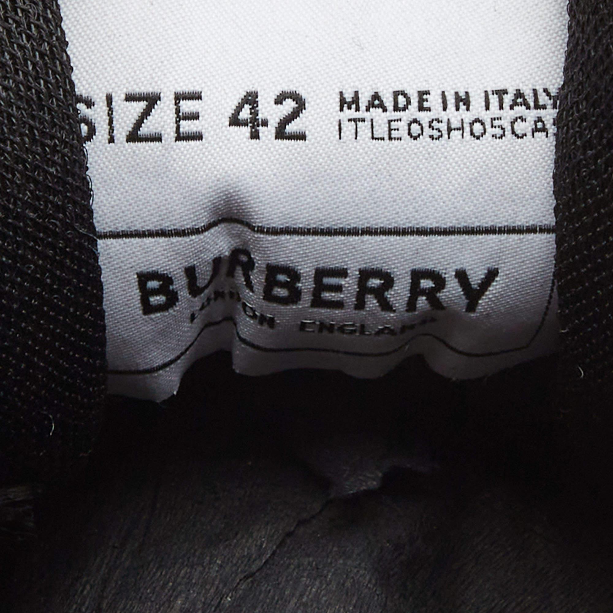 Burberry Black Mesh and Leather Ramsey Check Low Top Sneakers Size 42 3