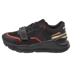 Burberry - Maglia nera e pelle Ramsey Check - Scarpe da ginnastica basse taglia 42