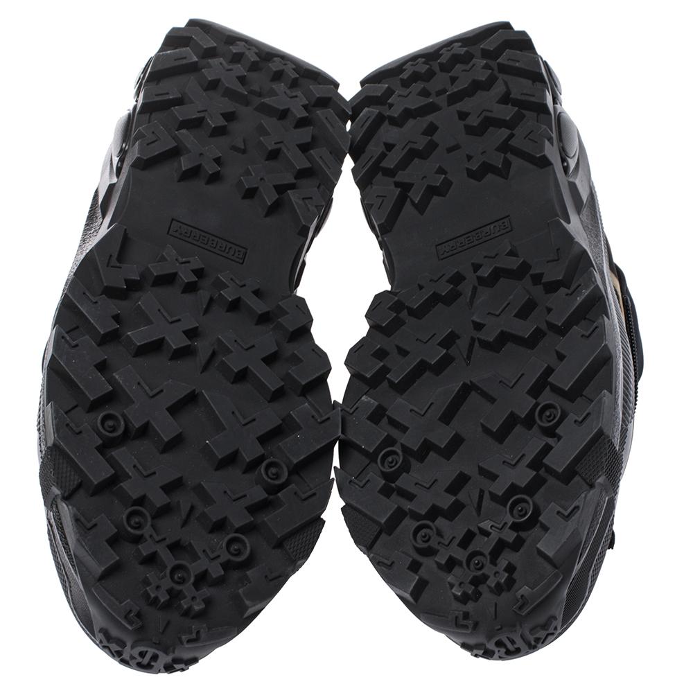 Men's Burberry Black Mesh And Leopard Print Satin Arthur Low Top Sneakers Size 44