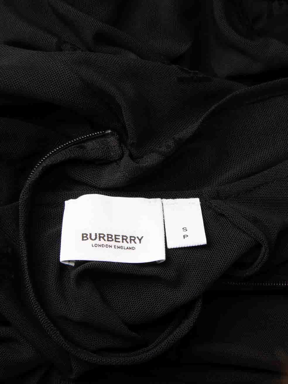 Women's Burberry Black Mesh Flocked Logo Long Sleeve Top Size S