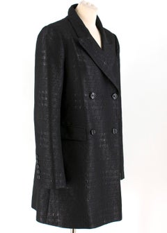 Burberry Black Metallic Tweed Double Breasted Coat SIZE UK 10