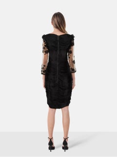 Burberry Black Mid Sleeve Floral Lace Dress Size S