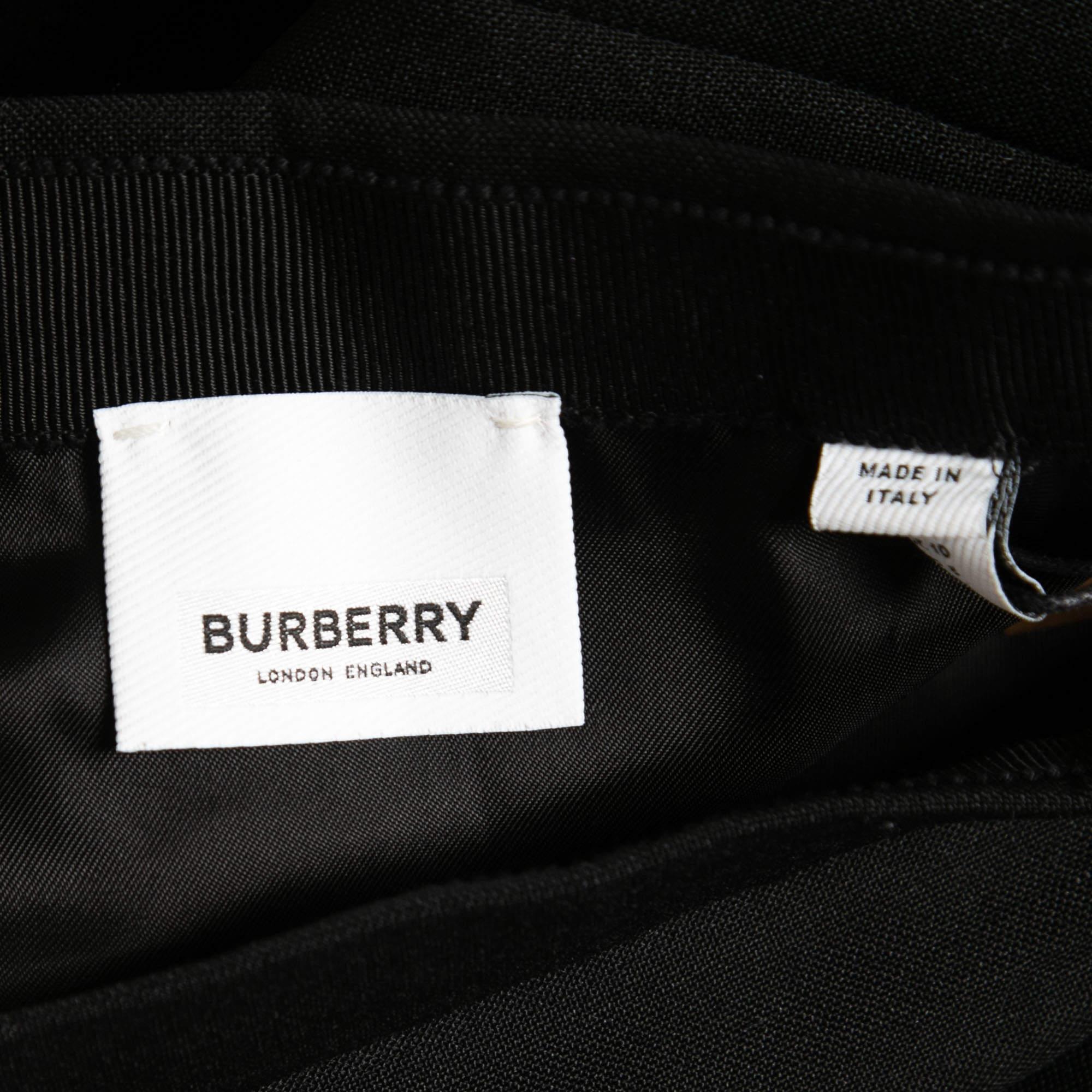 Women's Burberry Black Mohair & Wool Tassel Trim Midi Skirt M