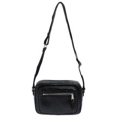 Burberry Black Monogram Embossed Leather Paddy Crossbody Bag