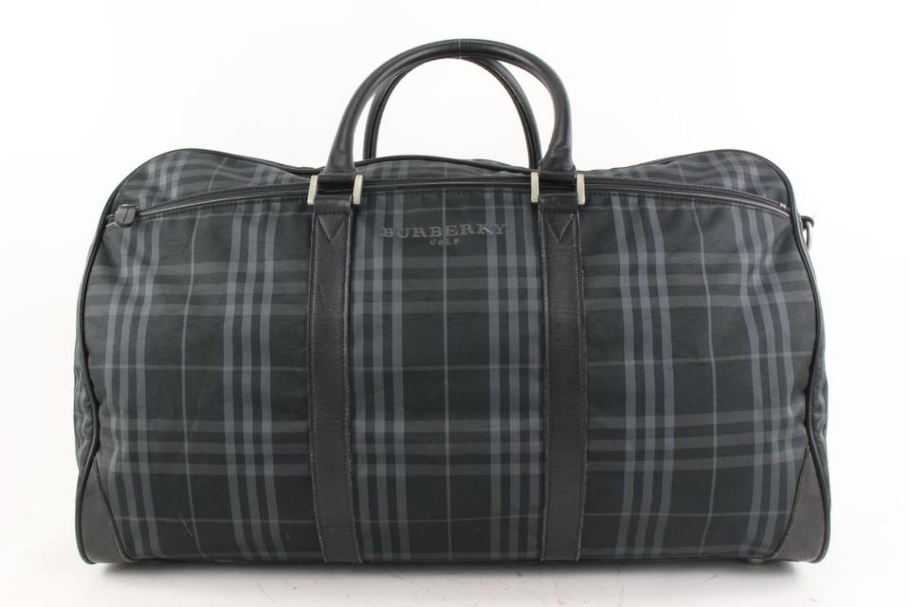 Burberry Black Nova Check Boston Duffle Bag with Strap 1BUR119
Measurements: Length:  19.5