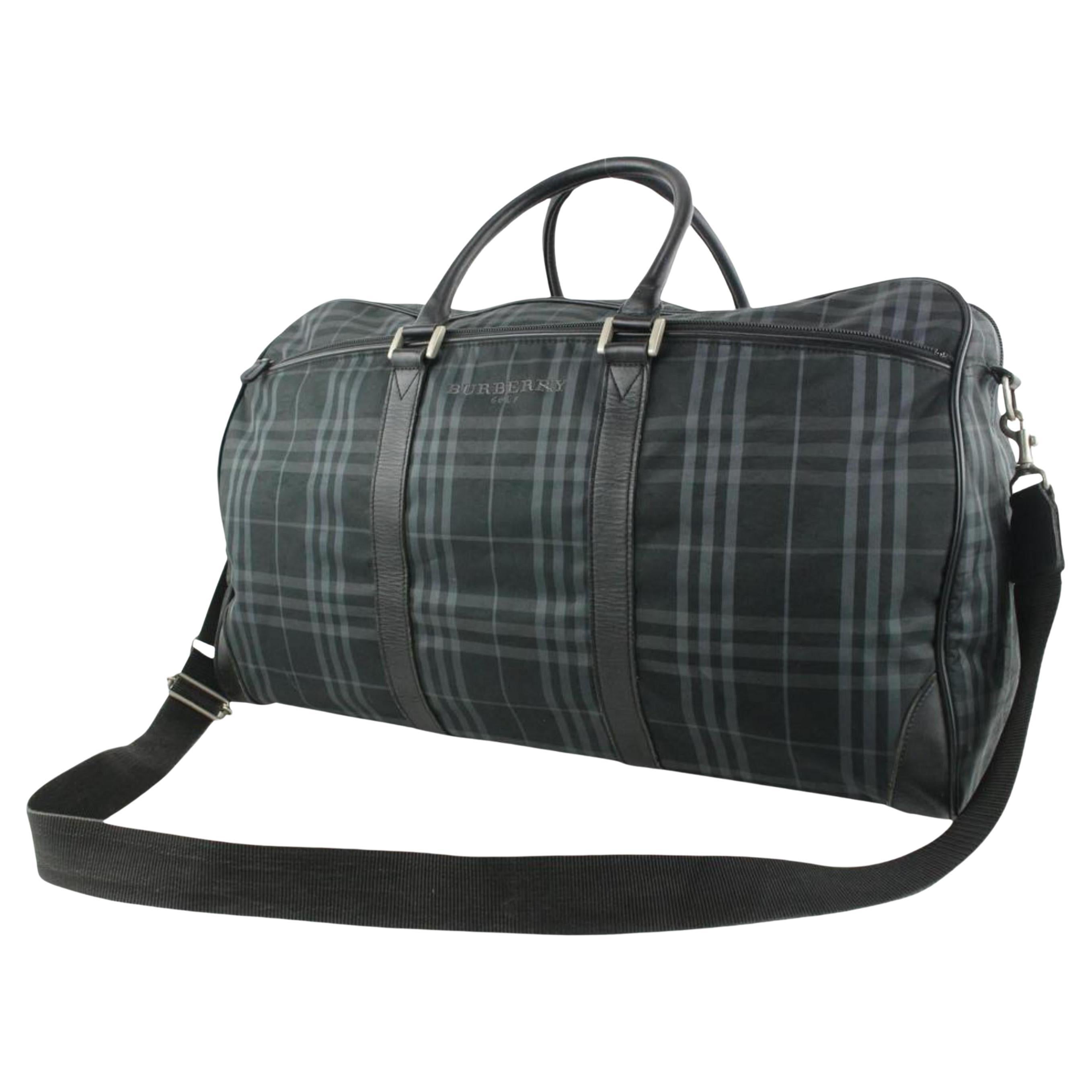 Burberry Black Nova Check Boston Duffle Bag with Strap 1BUR119