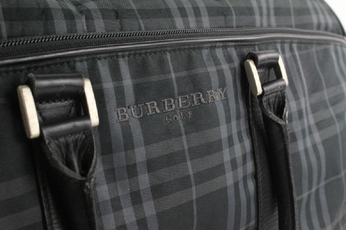 Burberry Black Nova Check Boston Duffle Bag with Strap 629bur616 For Sale 4