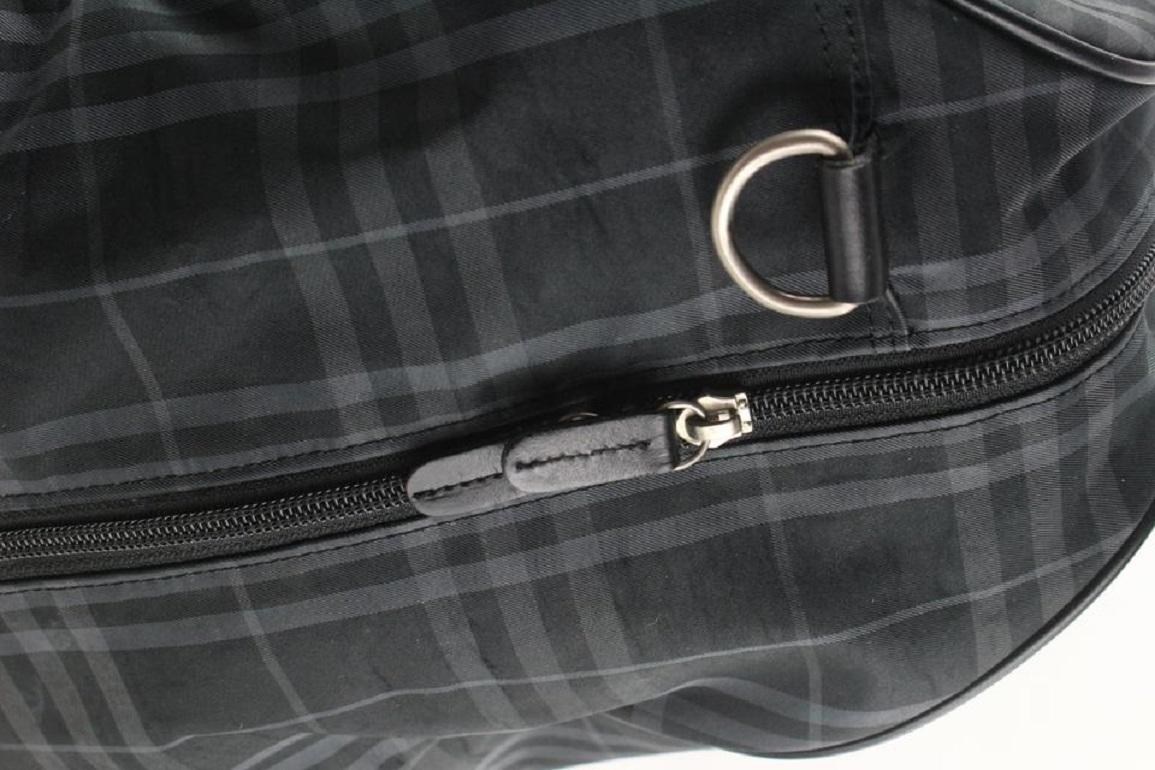 Burberry Black Nova Check Boston Duffle Bag with Strap 629bur616 For Sale 6