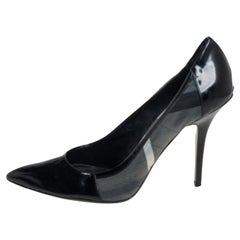 Burberry Black Nova Check Canvas And Patent Leather Pointed Toe Pumps Size 39