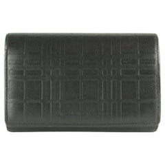 Burberry Black Nova Check Embossed Leather Trifold Wallet 11BUR1218