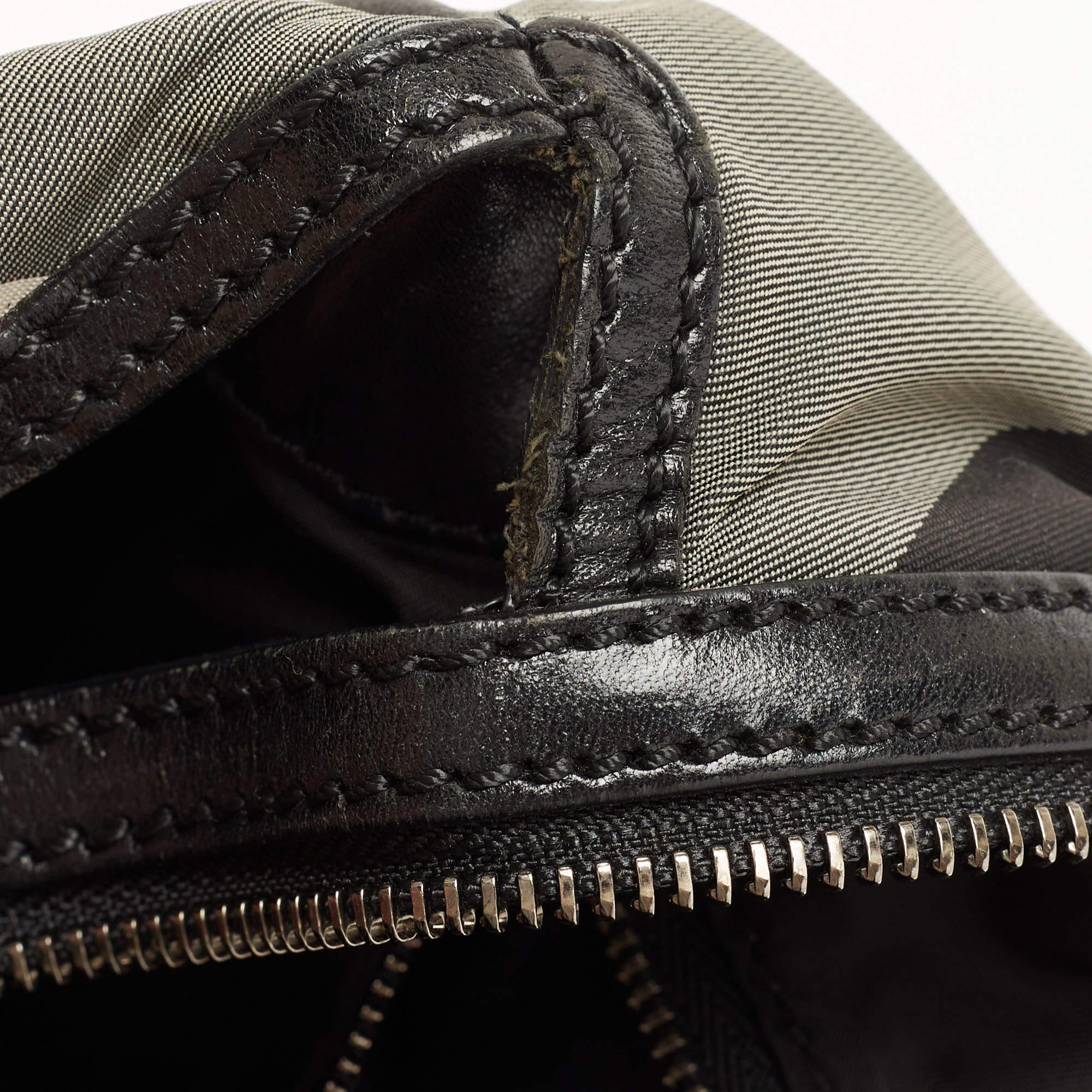 Burberry Black Nova Check Nylon and Leather Studded Satchel 6