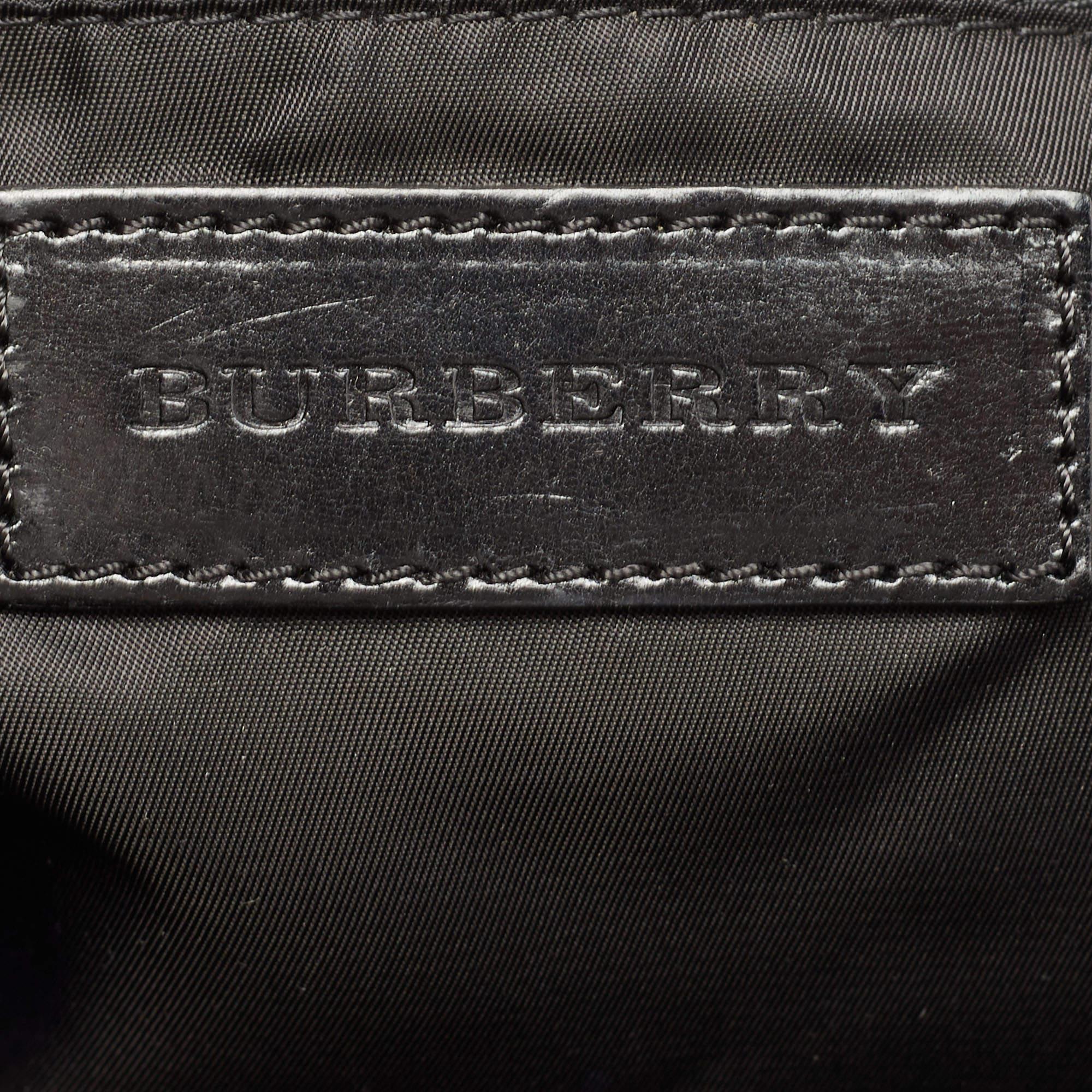 Burberry Black Nova Check Nylon and Leather Studded Satchel 10