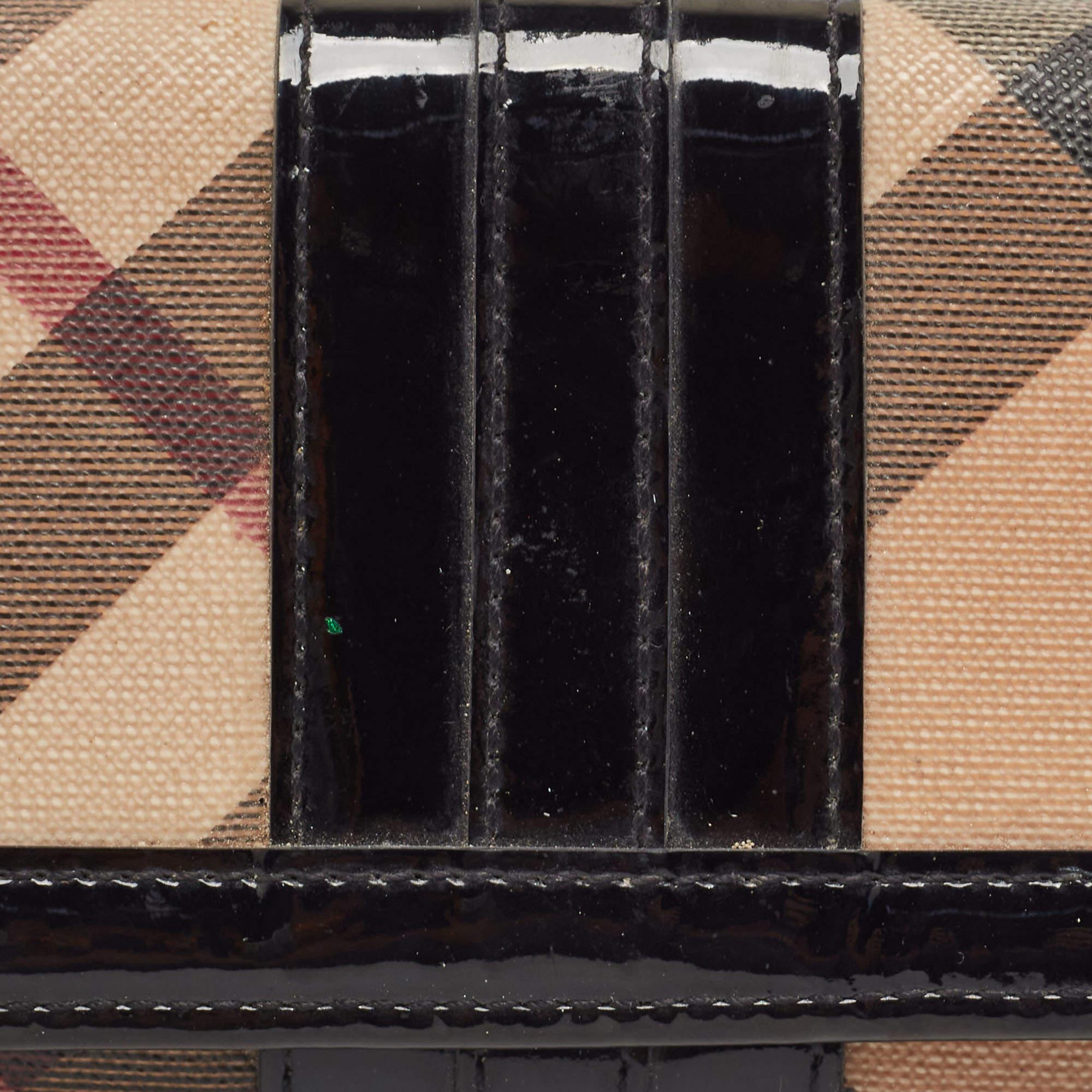Burberry Black Novacheck Canvas and Patent Leather Penrose Continental Wallet 2