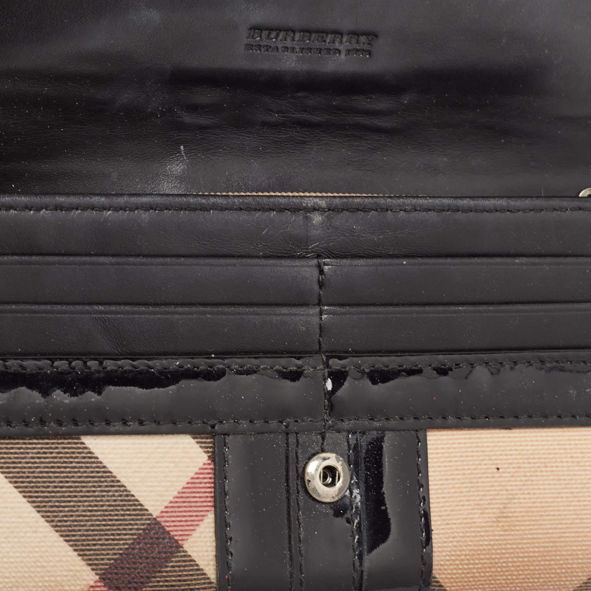 Burberry Black Novacheck Canvas and Patent Leather Penrose Continental Wallet 3