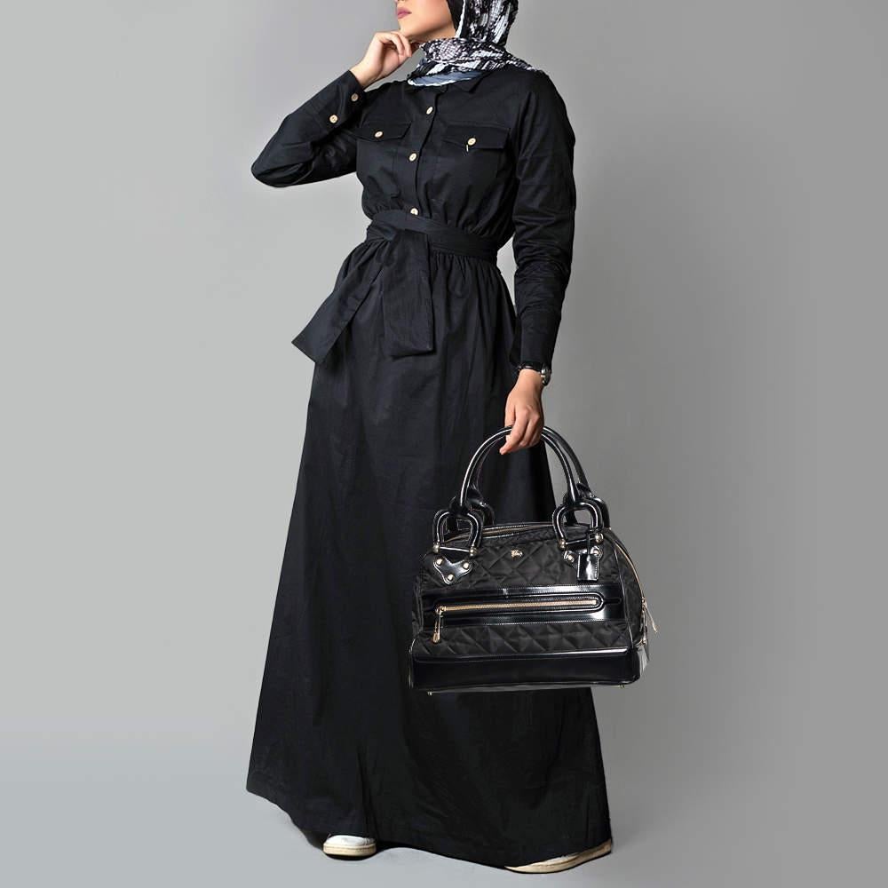 Burberry Black Nylon and Leather Westbury Satchel In Fair Condition In Dubai, Al Qouz 2