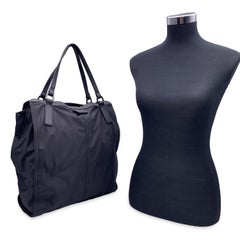 Burberry Black Nylon Canvas Buckleigh Unisex Tote Shoulder Bag