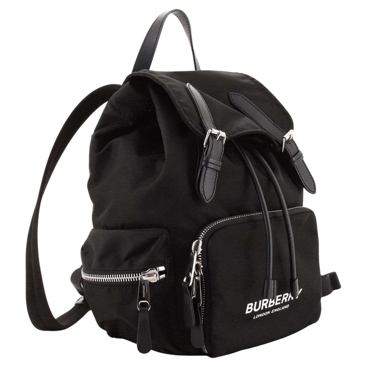 Burberry Black Nylon Leather Medium Rucksack Backpack