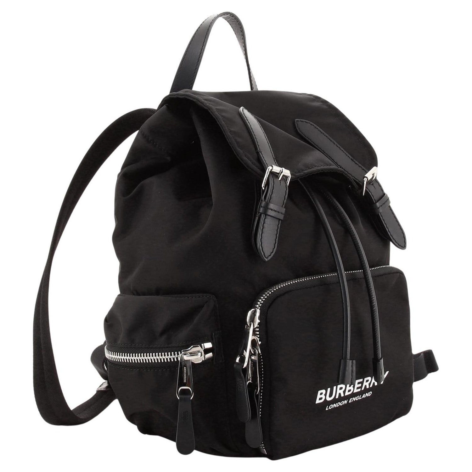 Burberry Black Nylon Leather Medium Rucksack Backpack For Sale at 1stDibs