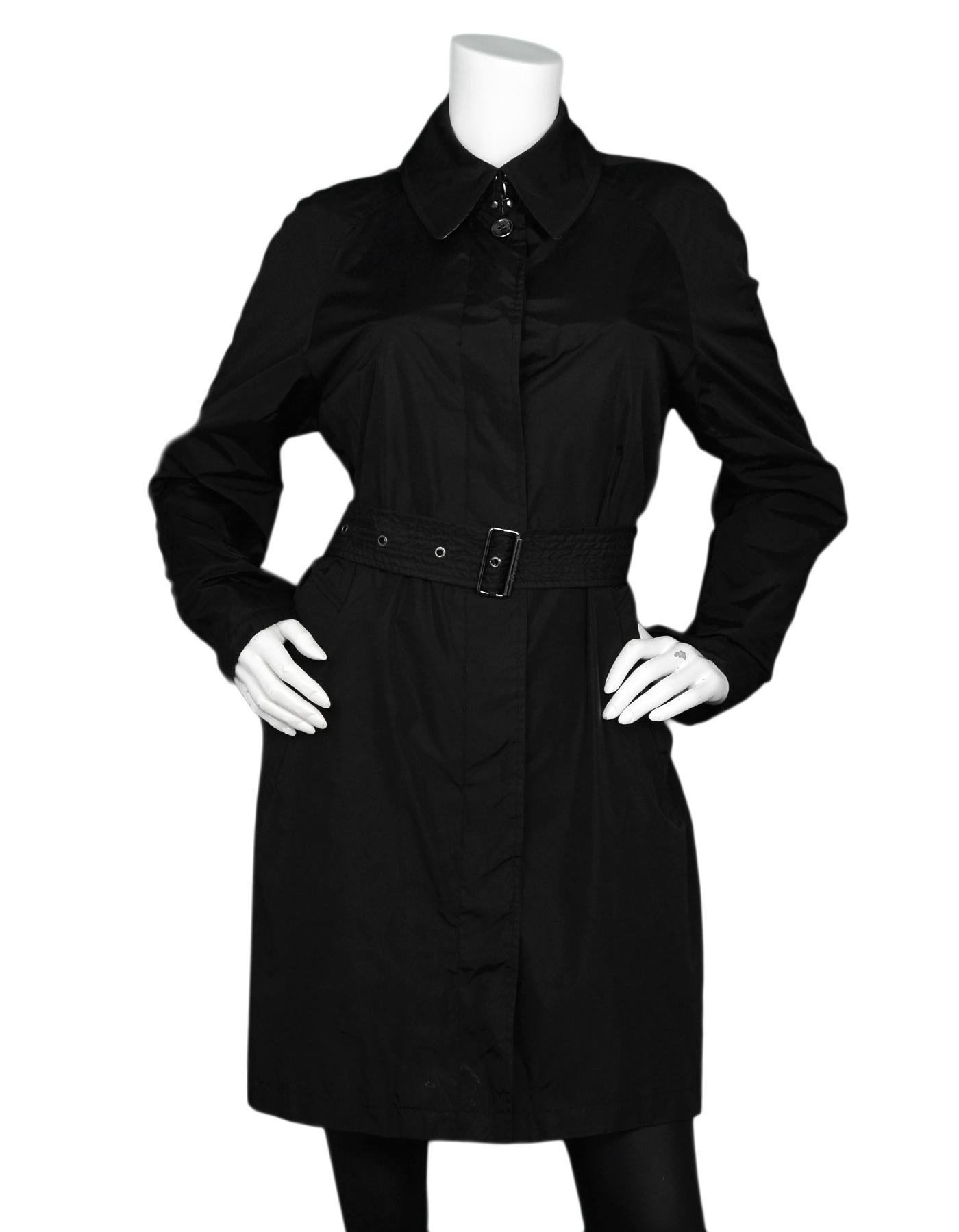 Burberry Black Nylon Raincoat W/ Belt 