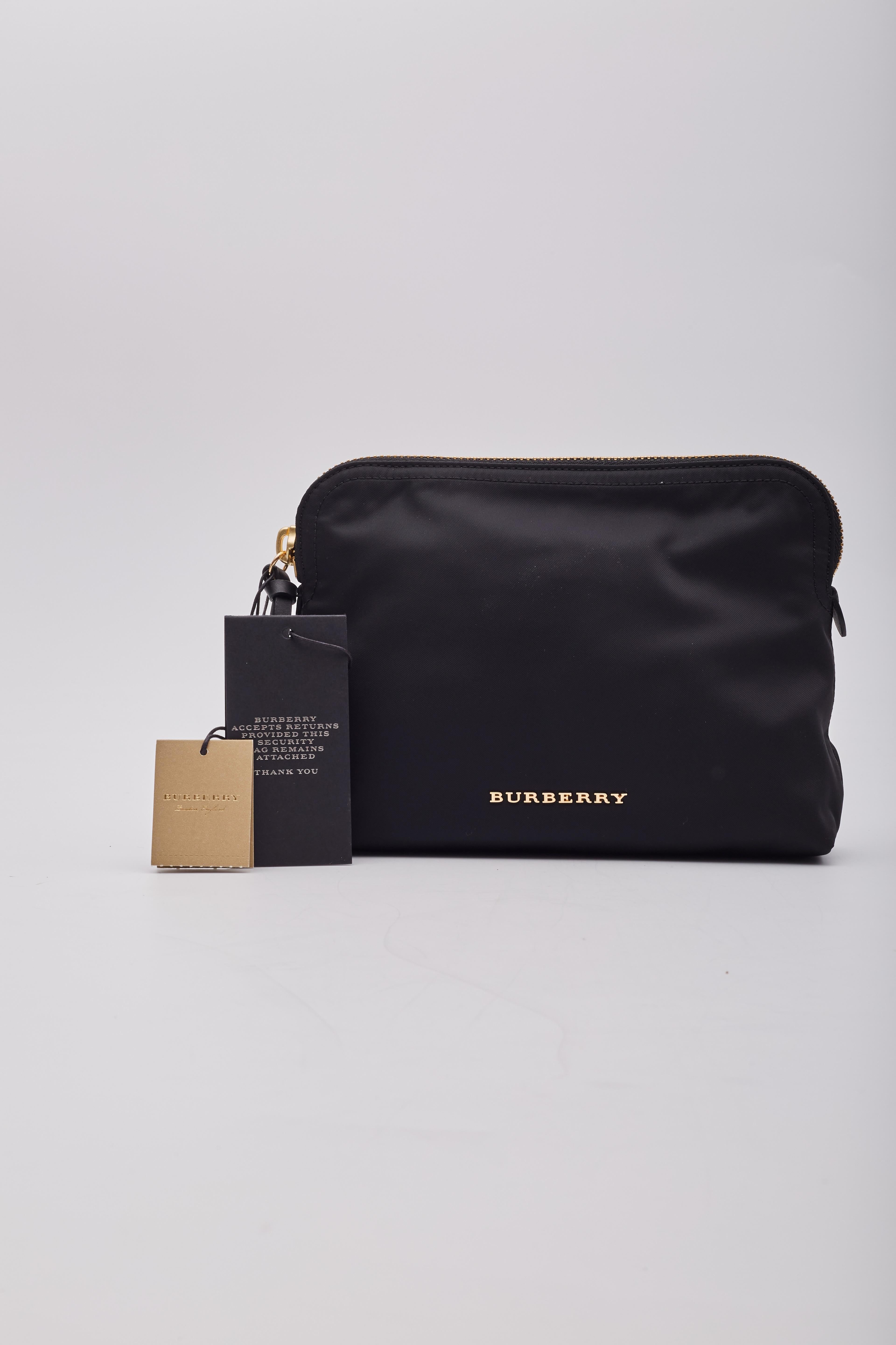 Burberry Black Nylon Technical Vanity Pouch Small For Sale 1