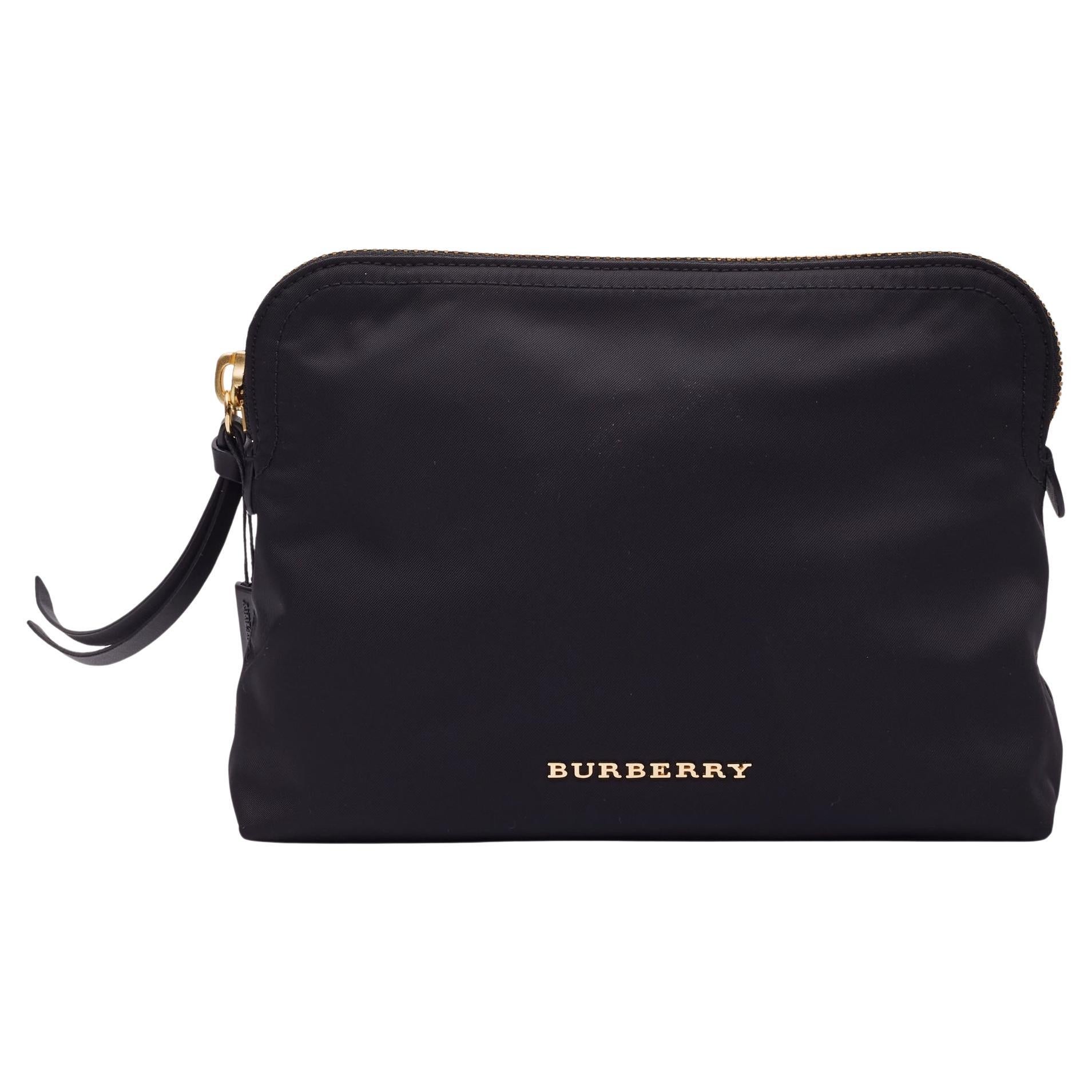Burberry Black Nylon Technical Vanity Pouch Small For Sale