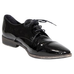 Burberry Black Patent Lace Tie Loafers Size IT 36