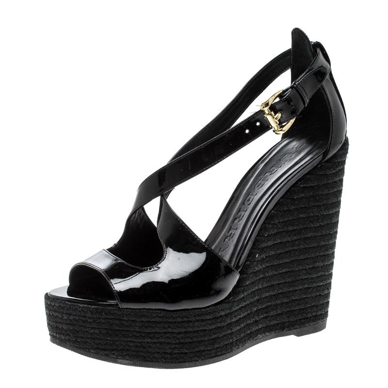 Burberry black wedges outlet