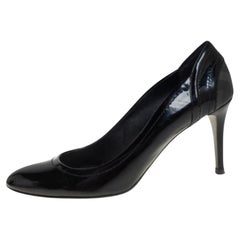 Burberry Black Patent Leather and Coated Canvas Pumps Size 40
