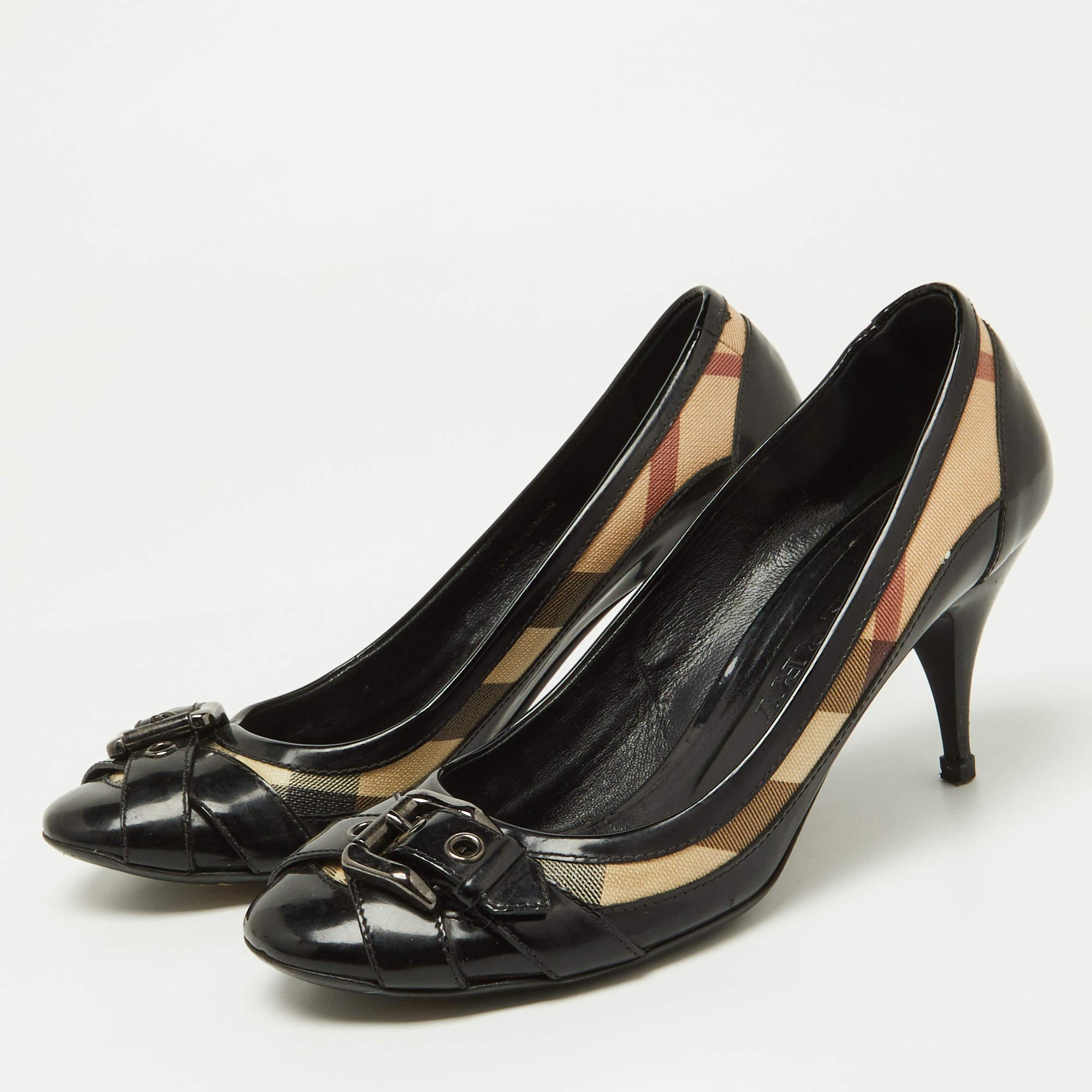 Exhibit an elegant style with this pair of pumps. These elegant shoes are crafted from quality materials. They are set on durable soles and sleek heels.