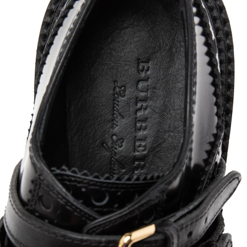 Burberry Black Patent Leather Doherty Multi-Strap Brogues Size 39.5 2
