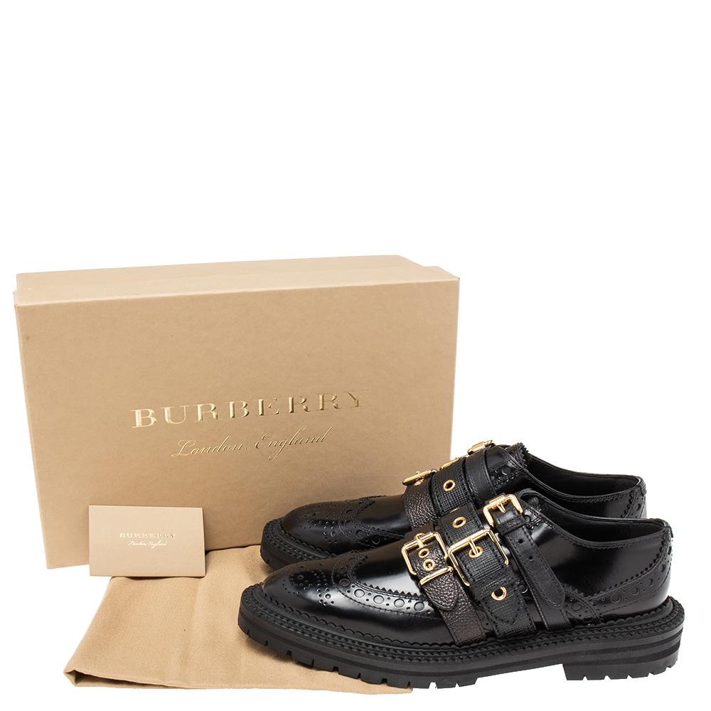 Burberry Black Patent Leather Doherty Multi-Strap Brogues Size 39.5 4