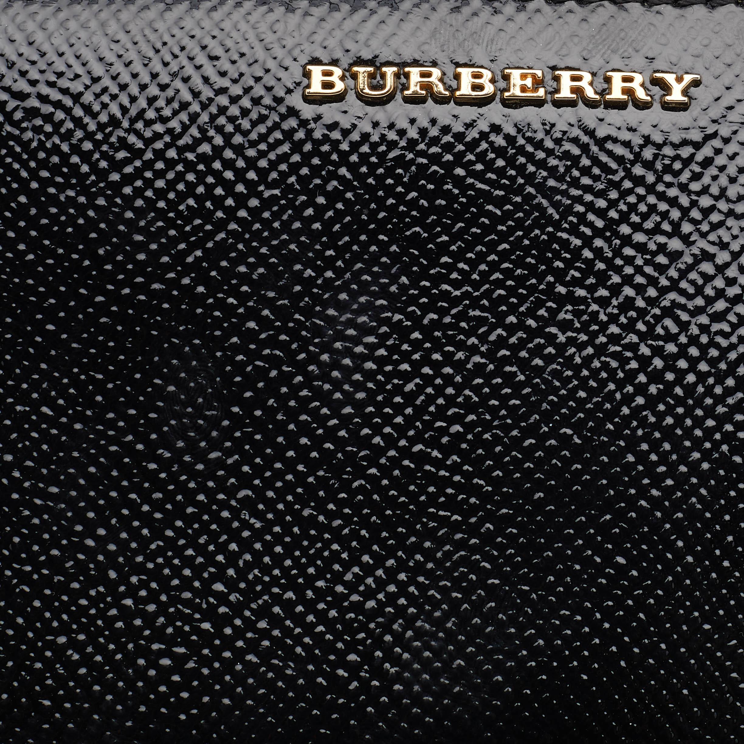 Burberry Black Patent Leather Elmore London Zip Around Wallet 7