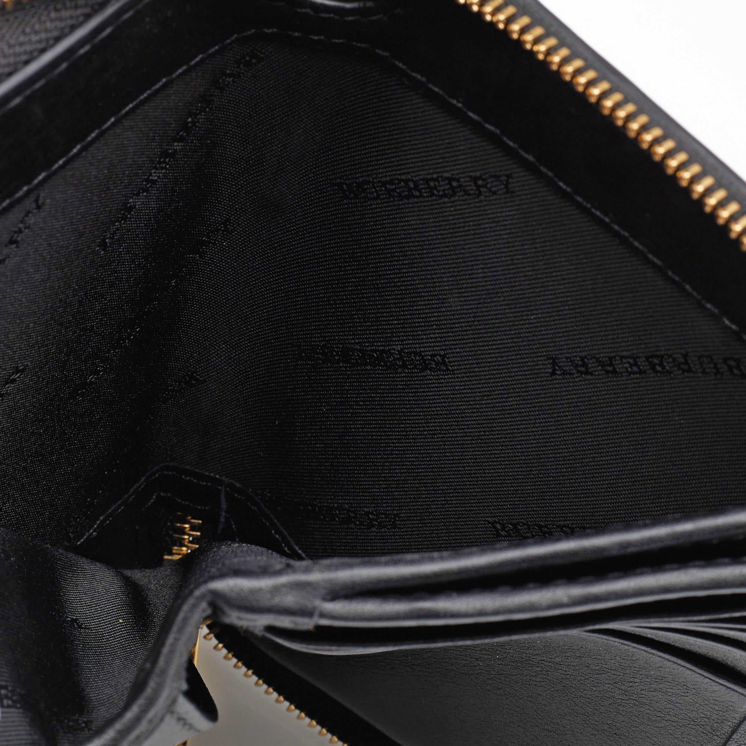Burberry Black Patent Leather Elmore London Zip Around Wallet 4