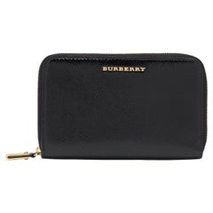 Burberry Black Patent Leather Elmore London Zip Around Wallet