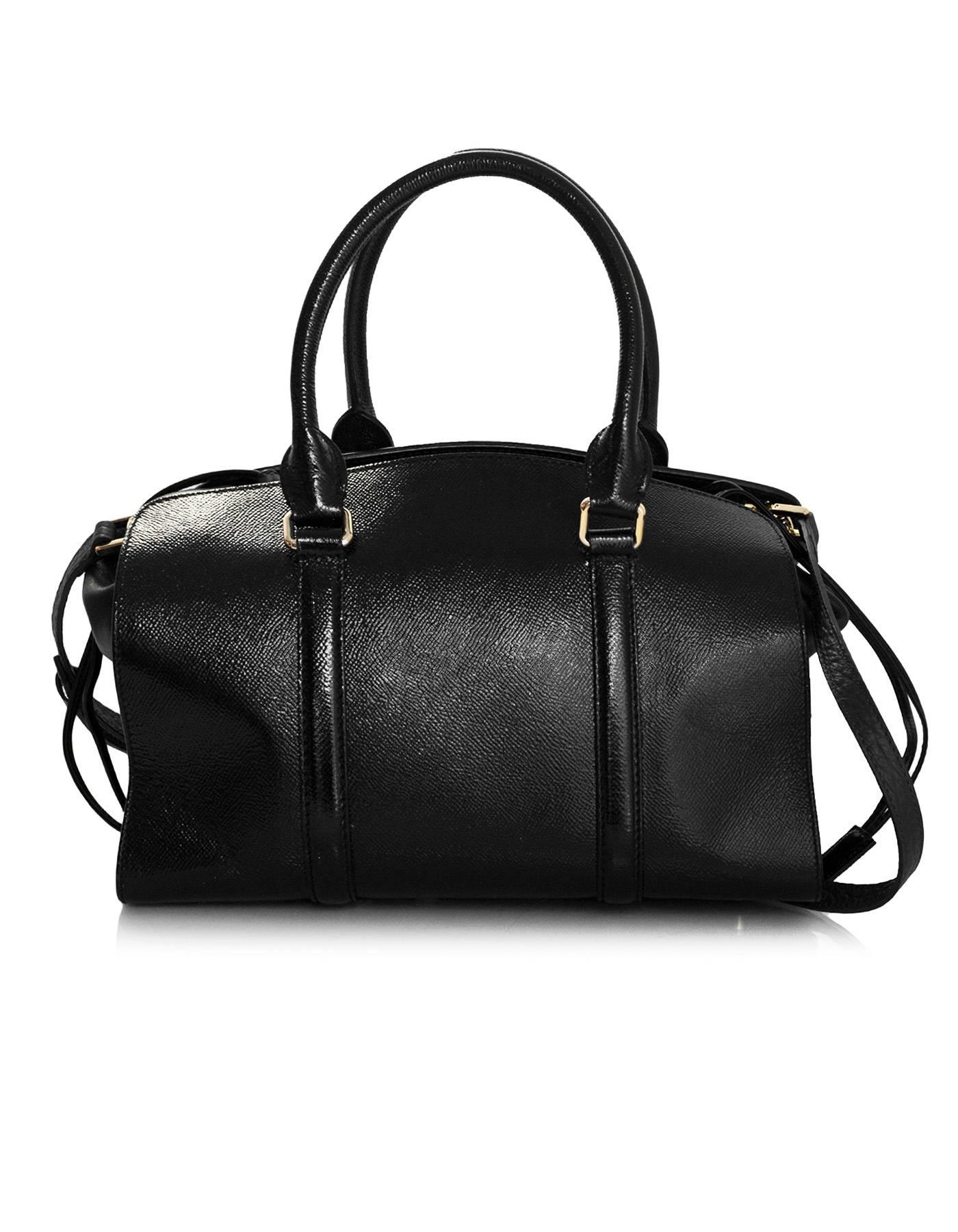 Women's or Men's Burberry Black Patent Medium Dinton Tote Bag w. Strap