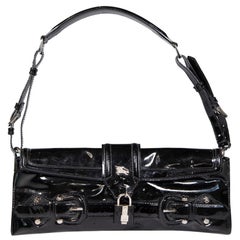 Burberry Black Patent Padlock Detail Shoulder Bag